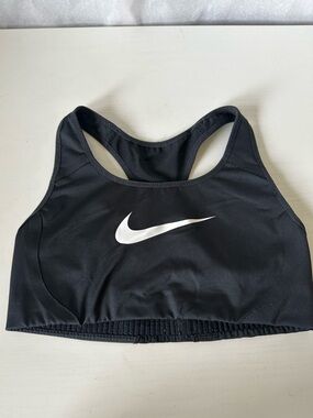 Nike Dri-Fit Black Sports Bra Front Swoosh